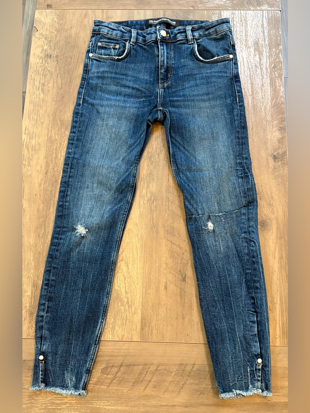 Zara Trafaluc Distressed Raw Hem Skinny Jeans